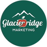 Glacier Ridge Marketing logo with mountain silhouette.