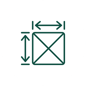 Sizes & Grades A green and white icon with an image of a box